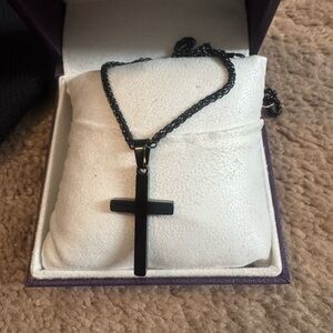 Black Cross Pendant Necklace